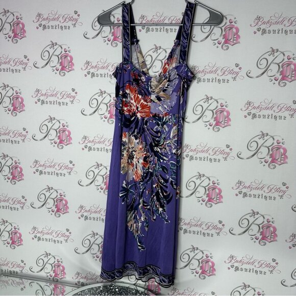 Elie tahari dress silk 100% Floral Purple Sleeveless Dress tank style flowers - Picture 4 of 8